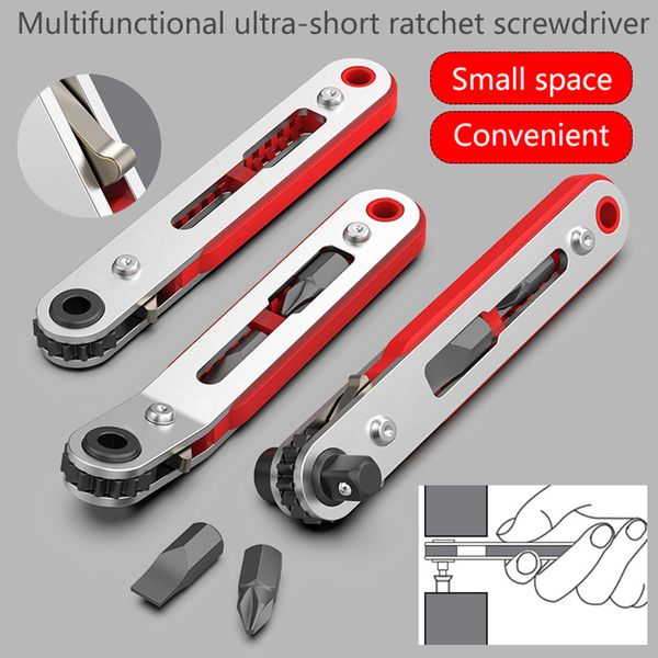 

multi magnetic ratchet wrench 1/4 hex shank cross slotted screwdriver handle for narrow space diy hand tools set