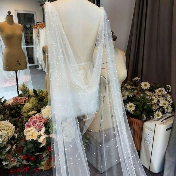 

wraps & jackets youlapan g41 bridal bolero pearls cape shawl with 3m length evening simplicity bride big sizetop, White