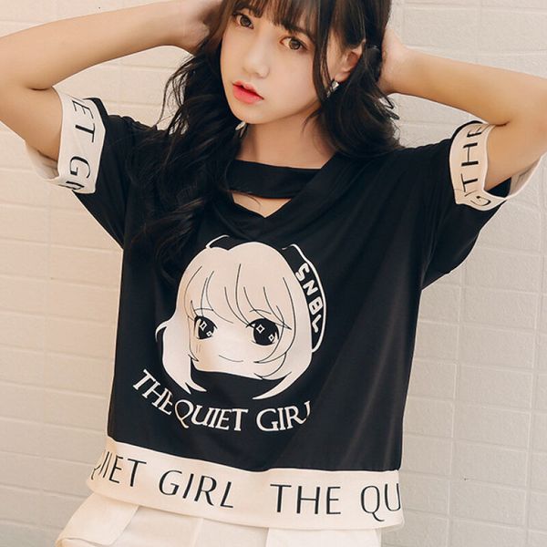 

new kpop 2021 cartoon impression school t-shirt will see loose short ulzzang harajuku kawaii women's clothes mzem, White