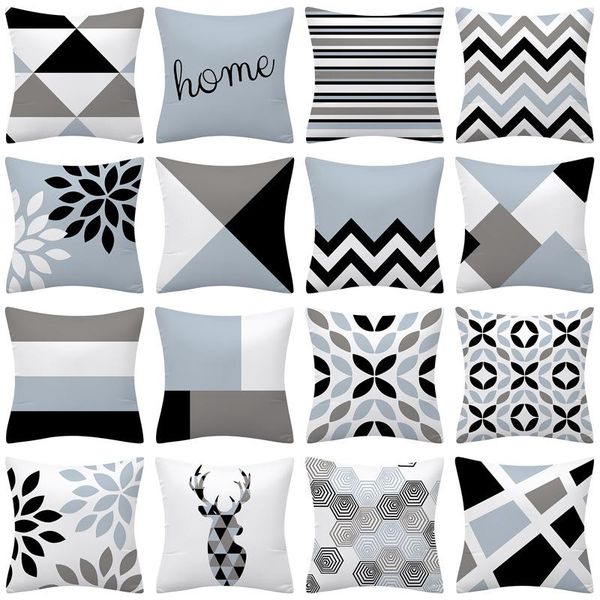 

cushion/decorative pillow simple style geometric sofa throw pillowcase office chair cushion living room bedroom decor cover blue