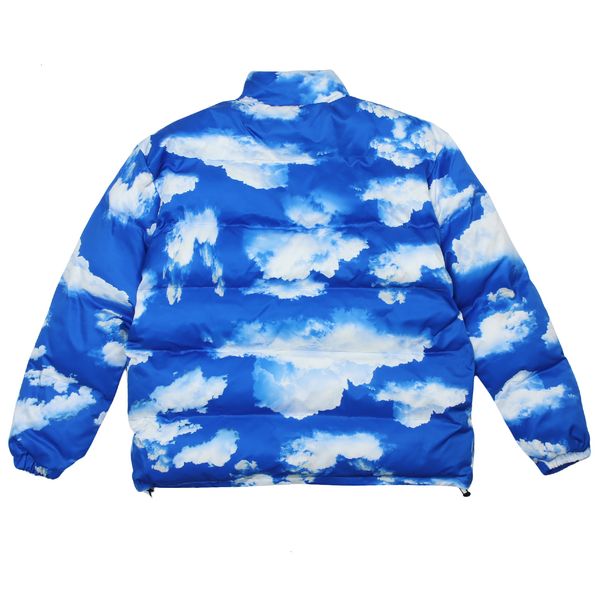 

hip 2021 new hop warm parka men harajuku cloud pattern print padded jacket streetwear cotton winter loose pullover outwear irux, Black