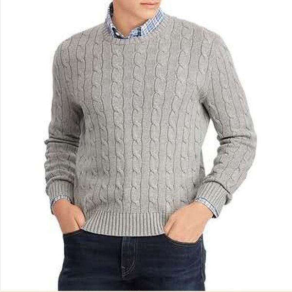 novos suéteres masculinos designer de luxo pequeno cavalo bordado inverno suéter de lã masculino torção grossa moda cor sólida suéter