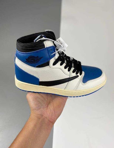 

new 1 travis fragment mens og basketball shoes 1s high sp military blue white blue men women sneakers trainers dh3227-105 size 36-45