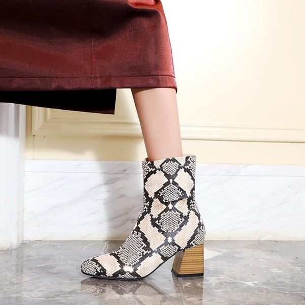 

boots children's autumn / winter 2021 thick heel mid zipper square head fashionable versatile short, Black