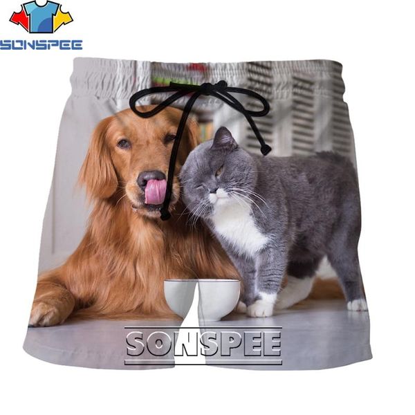 

men's shorts sonspee fashion cute animals cats and dogs 3d printing men women's summer creative hip hop personality casual beach, White;black