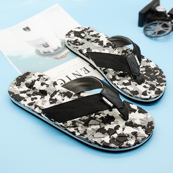 

slippers gienig men camouflage flip flops 2021 summer beach slides shoes, Black