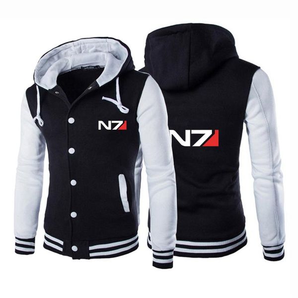 

men's hoodies & sweatshirts 2021 mass effect n7 jacket women and men spring cool baseball uniform western preppy style stand-up collar, Black