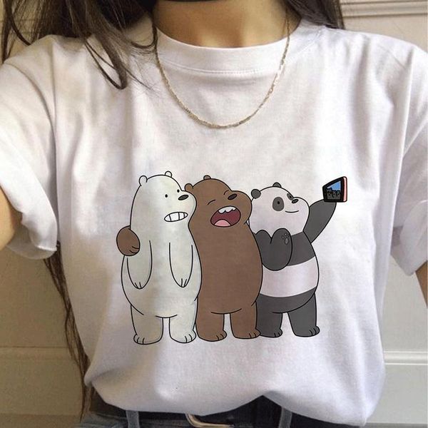

bare bears funny print t-shirts summer women clothes 2021 t-shirt camiseta mujer tshirt tees harajuku casual femme t-shirts, White