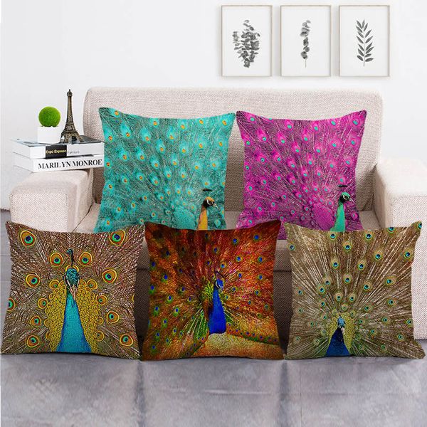 

45cm*45cm peacock in kaiping design throw cushion cover linen/cotton sofa pillow cover decorative pillow case