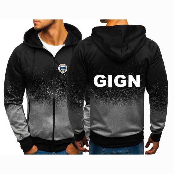 

men's hoodies & sweatshirts 2021 french gendarmerie gign harajuku mens sweatshirt print gradient jacket streetwear zipper male sports, Black
