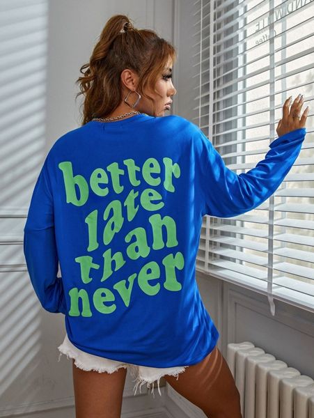 

slogan graphic drop shoulder tee z9lg#, White