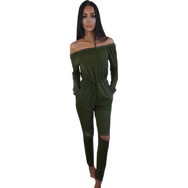 

women's jumpsuits & rompers women jumpsuit 2021 spring and autumn solid color slash neck long sleeve strapless casual vestidos oym0090, Black;white