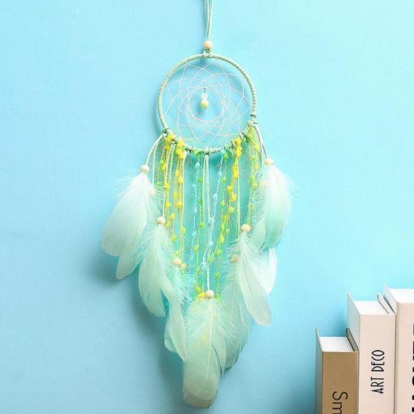 

decorative objects & figurines bohemian green wall-mounted dream catcher home room decoration feather air pendant