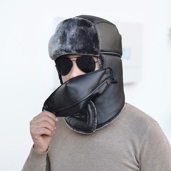 

berets arrival winter beanie hats caps for skullies beanies warm female stylish hat bomber pu waterproof windproof, Blue;gray