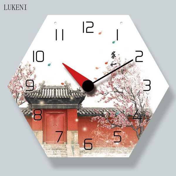

red mansion door hexagonal 14-inch lanyard wall clockwall decor home decor