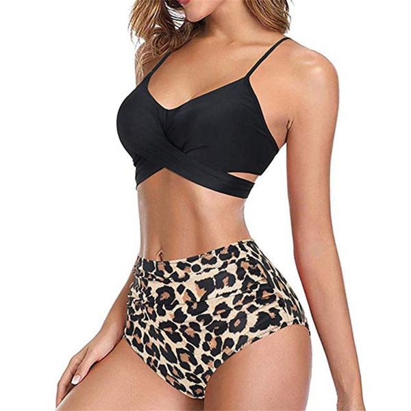 

one-piece suits bikini swimsuit body sweat leopatd women set with cover up woman swimsuits print split bikinis swims