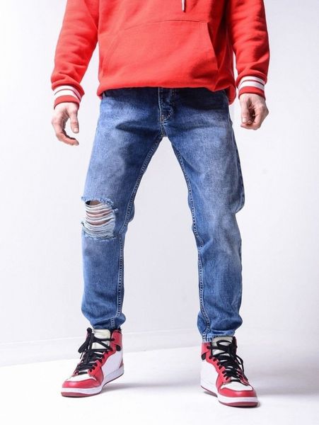 

men pocket patched ripped jeans 77pj#, Blue