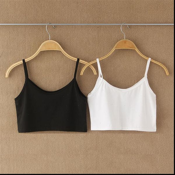 

shirt women summer white tank crop female ladies backless short spaghetti strap crop camis undershirt 39