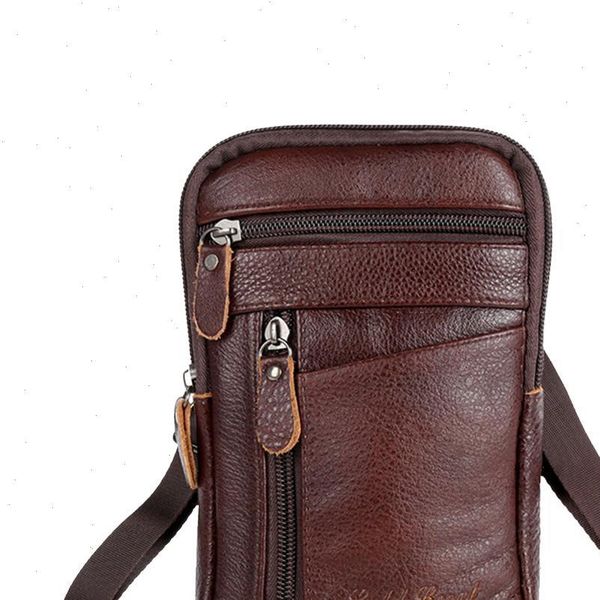 

mens genuine leather waist packs bag phone pouch male small shoulder belt designer crossbody