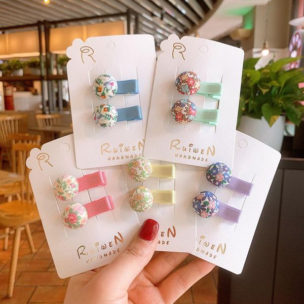 

hair accessories korean style cute mini floral print girl clip fabric baby headdress edge hairpin for children fashion, Slivery;white