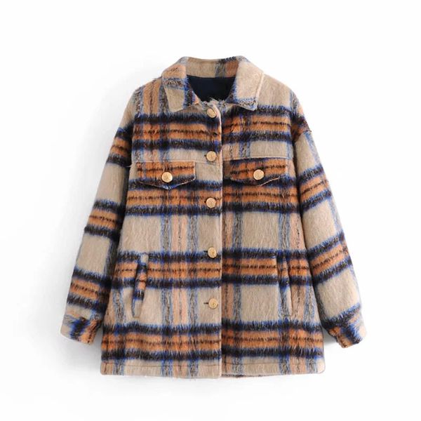 

winter women fashion thick woolen jacket female chic pockets buttons turn-down collar coat girls casual outerwear, Black;brown