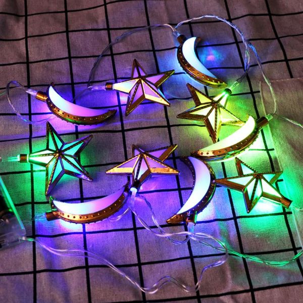 

festival party diy easy install led lamp garden home decor star moon romantic indoor ramadan string light christmas pendant