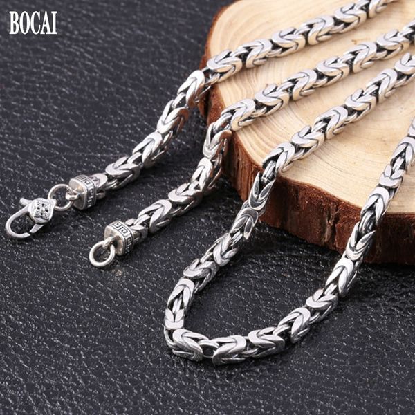 

2021 new real s925 sterling jewelry vintage thai sier fashionable peace pattern personality buckle head men's necklace aea8, Silver