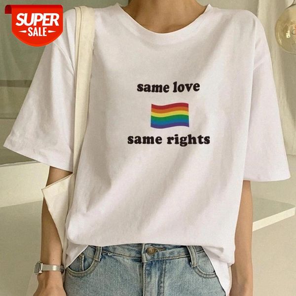 

sunfiz YF Orange Tees Hot Sale Same Love Same Rights Rainbow Flag Printed T Shirt LGBT Gay Lesbian Support Tee Tops #y86v, White