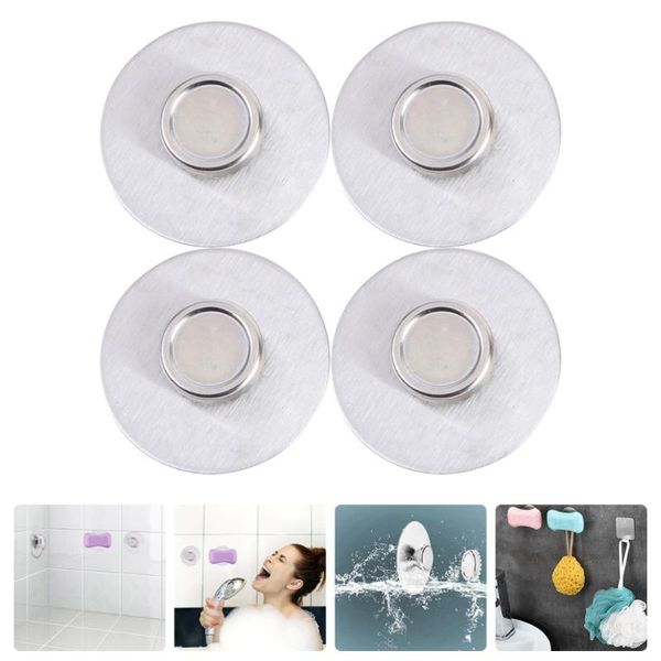

soap dishes 4pcs wall-mounted magnetic suction holder cup (silver)