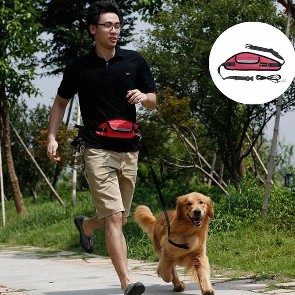 

dog collars & leashes leash for running jogging walking multifunctional traction belt dogs adjustable handspet waist bag