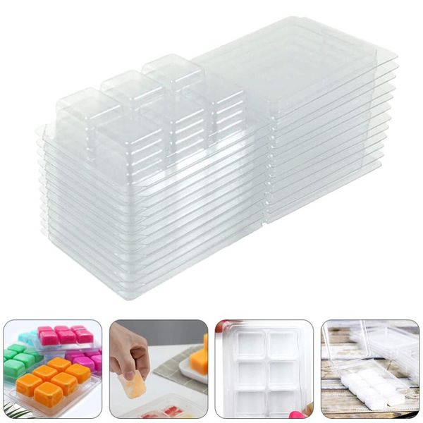

50pcs wax melt clamshell molds clear empty cube tray for soap wax
