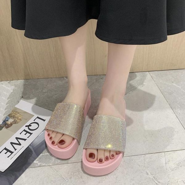 

sandals women crystal candy colors platform creepers open toe slippers beach sandalias jelly shoes big size 36-43, Black
