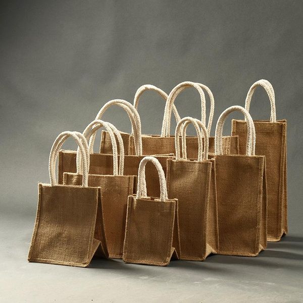 

gift wrap japanese style literary white rope jute cloth hand bag cotton and linen tote can be used to hold boxes sundries