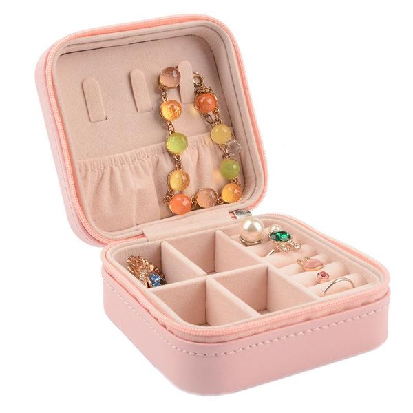 

cosmetic bags & cases jewelry box,portable flannel large capacity solid color case square storage box for necklace earrings bracelet ring