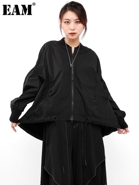 

women's jackets [eam] loose fit black big size cool jacket stand collar long sleeve women coat fashion tide spring autumn 2021 1dd65480, Black;brown