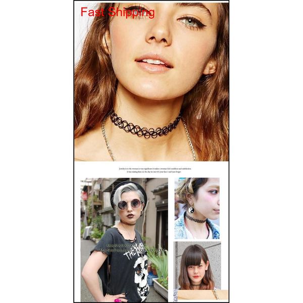 

tattoo rainbow chokers necklace vintage necklaces stretch henna gothic punk elastic women's jewelry jlldqe otsweet, Silver