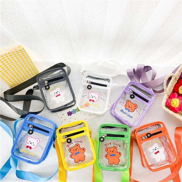 

summer new children transparent shoulder bag mini jelly travel cartoon fun change, Black