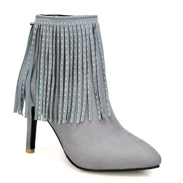 

tassel small large women's boots high heel a98-1, Black