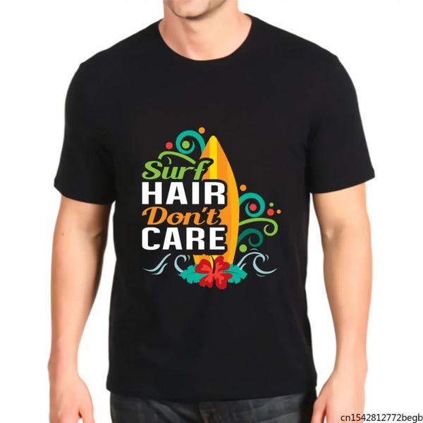 

men's t-shirts surf hair don't care vintage t shirt, White;black