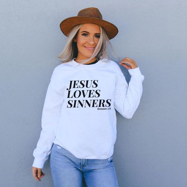 

women's hoodies & sweatshirts jesus loves sinners christian sweatshirt jumper outfits fashion grungeÂ pullovers street style vintage w, Black