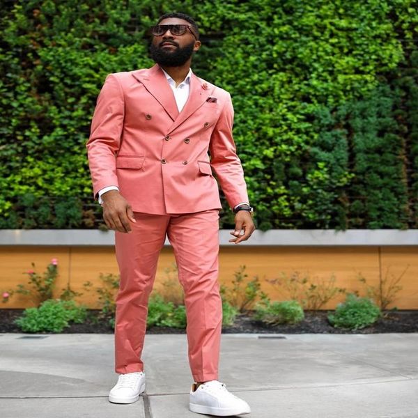 

men's suits & blazers fashion design clothing for man pink double breasted slim fit bridegroom groomsmen formal dinner party wedding we, White;black
