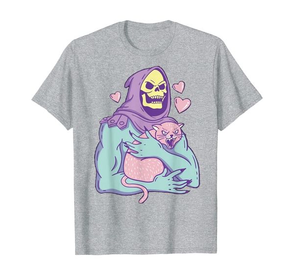 

skeleton skull cat tshirt, White;black