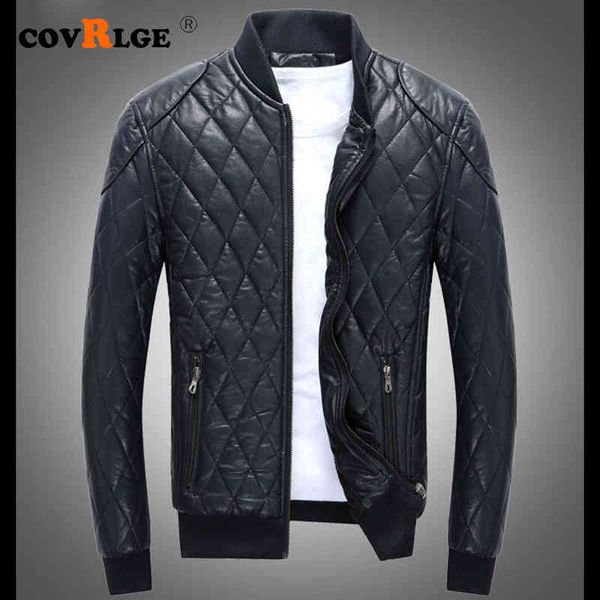 

covrlge coats 5xl brand pu outerwear men busins 2019 autumn faux leather male et mwp048, Black