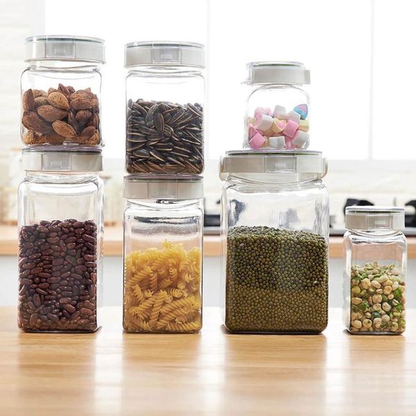 

storage bottles & jars pet kitchen food containers refrigerator closet organizer tea bean grain box clear case