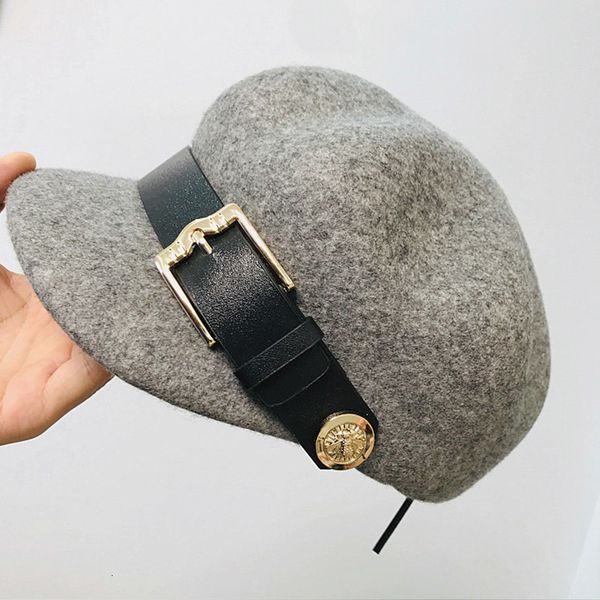 

2021 new fashion women newsboy visor beret merino wool baker boy cap for ladies painter newsy cabbie hat ukmv, Blue;gray