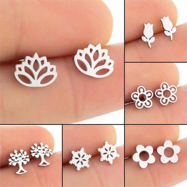 

love flower earrings simple rose leaves tree