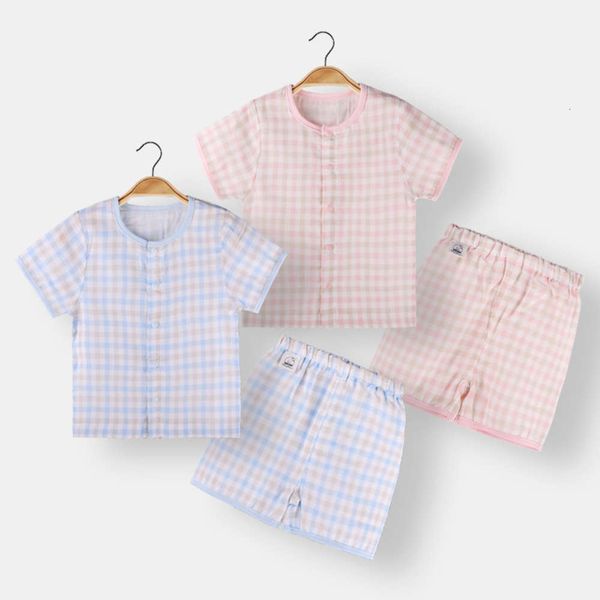 

baby suit, gauze thin, pure cotton summer clothes for boys and girls, children's pajamas, air conditioning, White