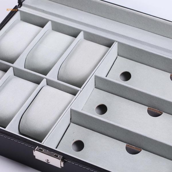 

jewelry pouches, bags multi-grids pu leather watch storage box bracelet case glasses organizer, Pink;blue