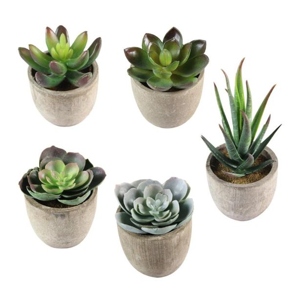 

5pcs decorative faux succulent artificial succulent fake simulation plants with pots