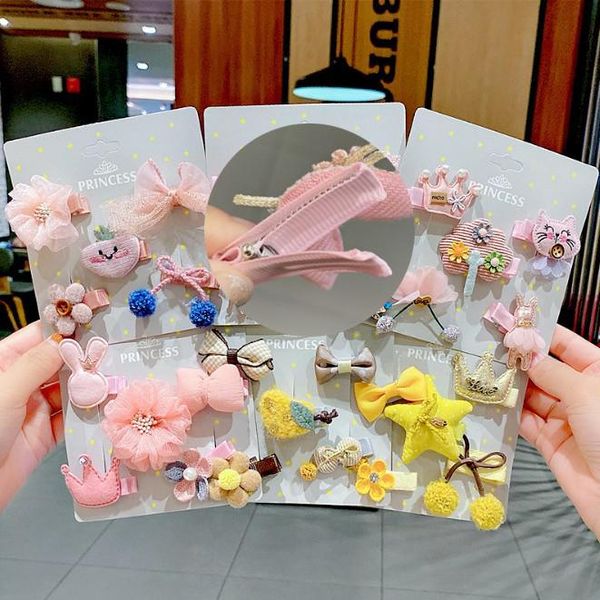 

hair accessories 5pcs korea princess cartoon hairpins girls kids clips pin barrettes for children hairclip ornaments headdress, Slivery;white